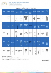 THỰC ĐƠN TUẦN 1.1 - 2026
