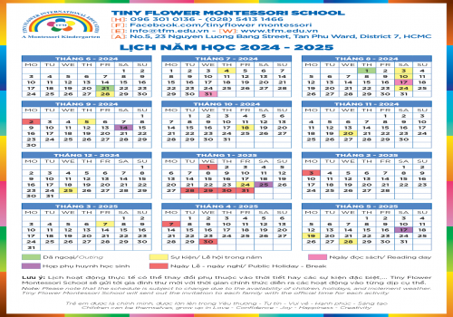 LỊCH NĂM HỌC 2024-2025